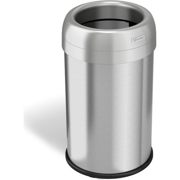HLS Commercial Stainless Steel Open Top Trash Can - 13 gal Capacity - Round - Manual - Heavy Duty, Fingerprint Resistant, Bacteria Resistant, Vented, Handle, Easy to Clean - 24.5" Height x 14.3" Width - Stainless Steel, ABS Plastic - Gray - 1 Each