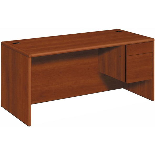 HON 10700 H10783R Pedestal Desk - 66" x 30"29.5" - 2 x Box, File Drawer(s)Right Side - Waterfall Edge - Finish: Cognac