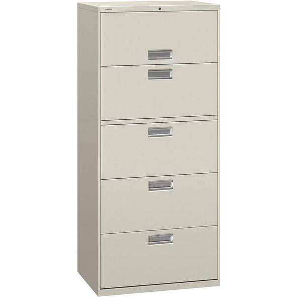 HON Brigade 600 H675 Lateral File - 30" x 18"67" - 5 Drawer(s) - Finish: Light Gray