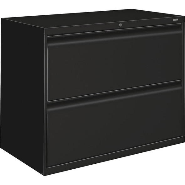 HON 800 Series Lateral File - 2-Drawer - 36" x 19.3" x 28.4" - 2 x Drawer(s) - Legal, Letter - Lateral - Security Lock - Black - Baked Enamel - Steel - Recycled
