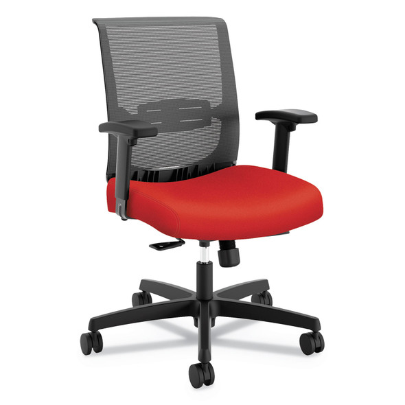 Convergence Mid-Back Task Chair, Synchro-Tilt and Seat Glide, Supports Up to 275 lb, Red Seat, Black Back/Base