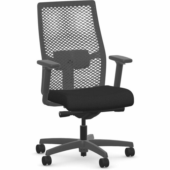 HON Ignition ReActiv Back Mid-back Task Chair - Black Frame - Mid Back - Black - Armrest - 1 Each