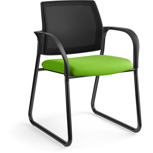 HON Ignition Chair - Pear Fabric Seat - Black Mesh Back - Black Steel Frame - Sled Base - Pear - Armrest