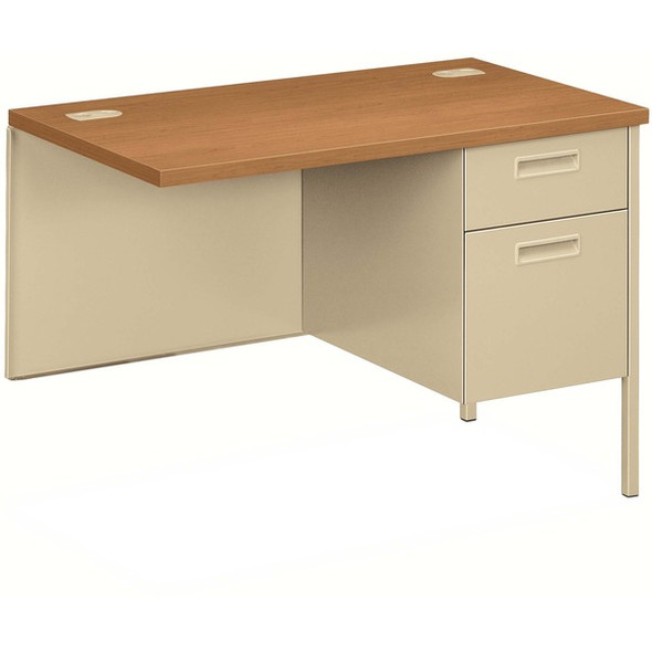 HON Metro Classic Return - 42" x 24"29.5" - 5 x File, Box Drawer(s) - Single Pedestal on Right Side - Square Edge - Material: Steel - Finish: Harvest Laminate, Putty