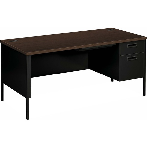 HON Metro Classic HP3265R Pedestal Desk - 66" x 30"29.5" - 2 x Box, File Drawer(s)Right Side - Square Edge - Finish: Mocha, Black