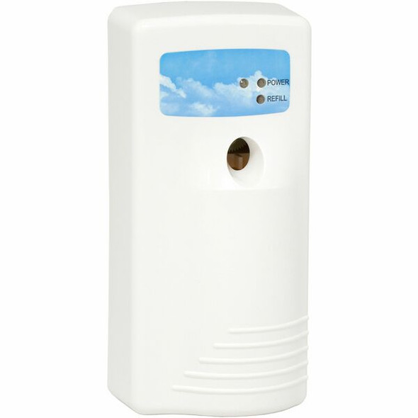 Hospeco Stratus II Metered Aerosol Dispenser - 0.08 Hour, 0.17 Hour, 0.25 Hour, 0.33 Hour - 1 x D Battery - 1 Each - White, Blue