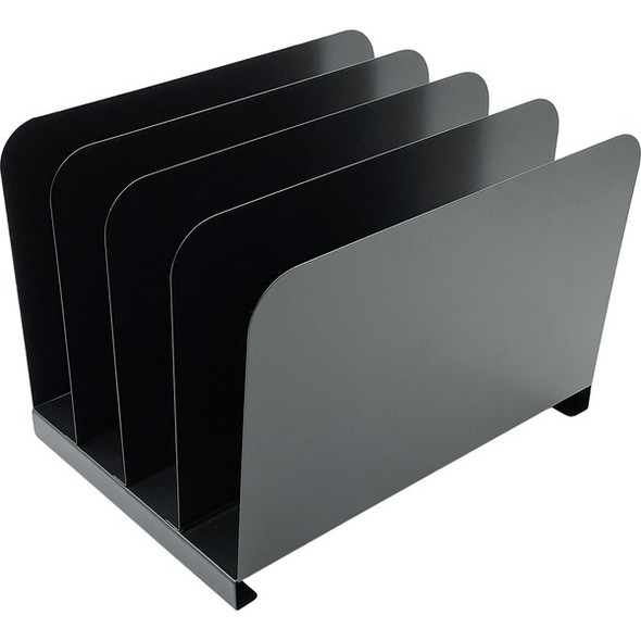 Huron Vertical Desk Organizer - 4 Compartment(s) - Vertical - 7.8" Height x 11" Width x 11" Depth - Durable - Black - Steel - 1 Each