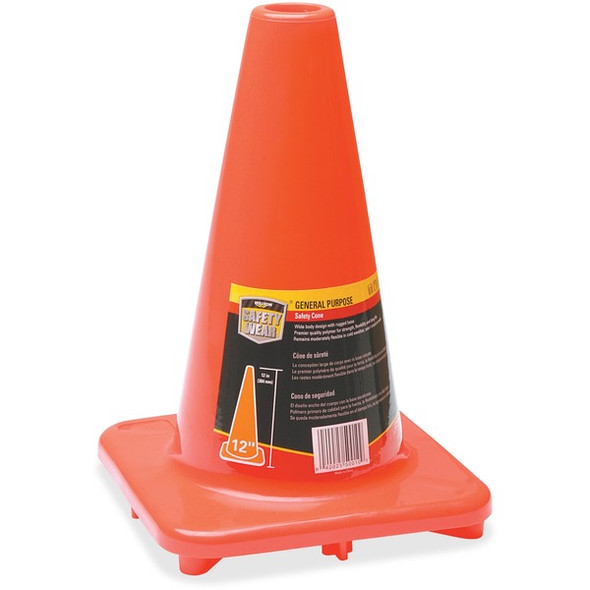 Honeywell Orange Traffic Cone - 1 Each - 12" Width - Cone Shape - Fade Resistant, Long Lasting, UV Resistant - Outdoor - Orange