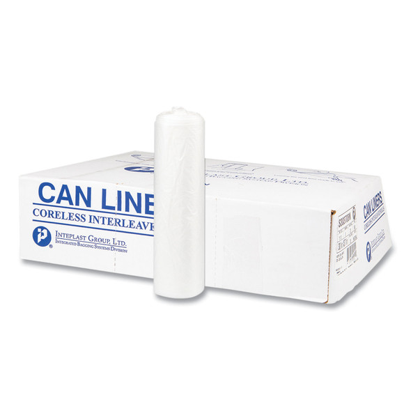 High-Density Commercial Can Liners, 33 gal, 17 mic, 33" x 40", Clear, 25 Bags/Roll, 10 Interleaved Rolls/Carton