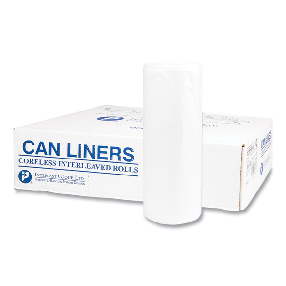 High-Density Commercial Can Liners, 55 gal, 14 mic, 36" x 60", Clear, 25 Bags/Roll, 8 Interleaved Rolls/Carton