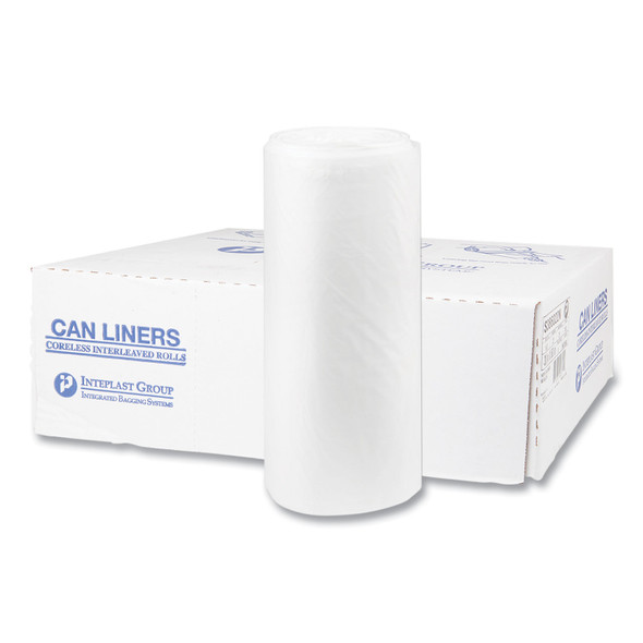 High-Density Commercial Can Liners, 60 gal, 22 mic, 38" x 60", Clear, 25 Bags/Roll, 6 Interleaved Rolls/Carton