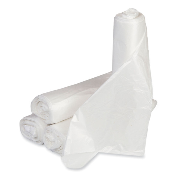 Low-Density Commercial Can Liners, Coreless Interleaved Roll, 16 gal, 0.5mil, 24" x 32", White, 50 Bags/Roll, 10 Rolls/Carton