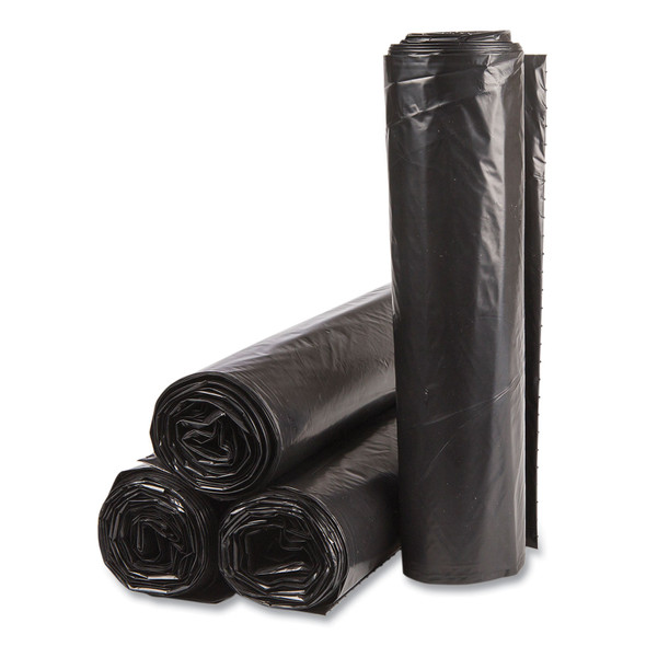 High-Density Commercial Can Liners Value Pack, 45 gal, 19 mic, 40" x 46", Black, 25 Bags/Roll, 6 Interleaved Rolls/Carton