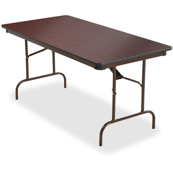 Iceberg Premium Wood Laminate Folding Table - For - Table TopMelamine Rectangle Top - Traditional Style - 60" Table Top Length x 30" Table Top Width x 0.75" Table Top Thickness - 29" Height - Mahogany - 1 Each