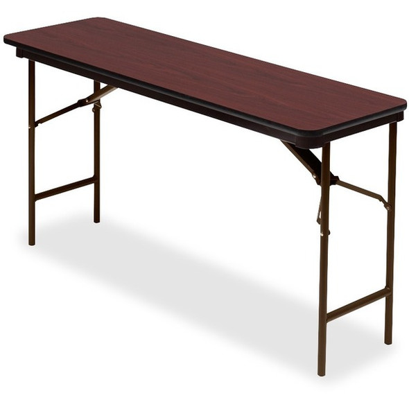 Iceberg Premium Wood Laminate Folding Table - For - Table TopMelamine Rectangle Top - Traditional Style - 60" Table Top Length x 18" Table Top Width x 0.75" Table Top Thickness - 29" Height - Mahogany - 1 Each