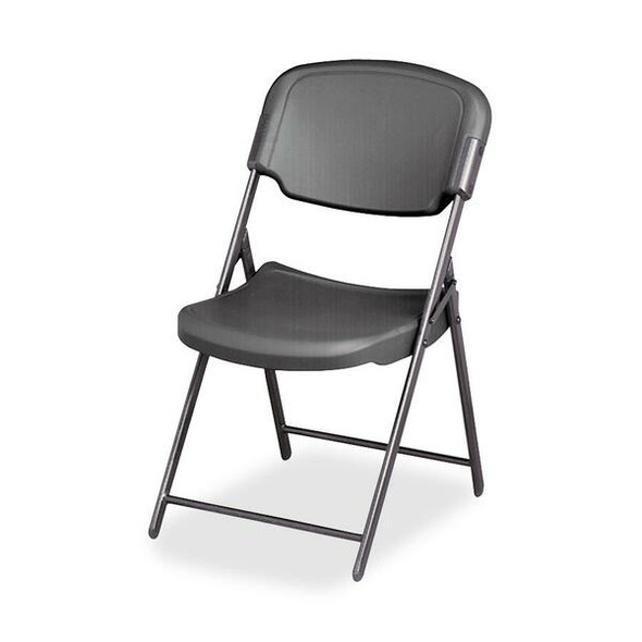 Iceberg Rough 'N Ready Folding Chair - Charcoal Polyethylene Seat - Steel Frame - Charcoal - 1 Each