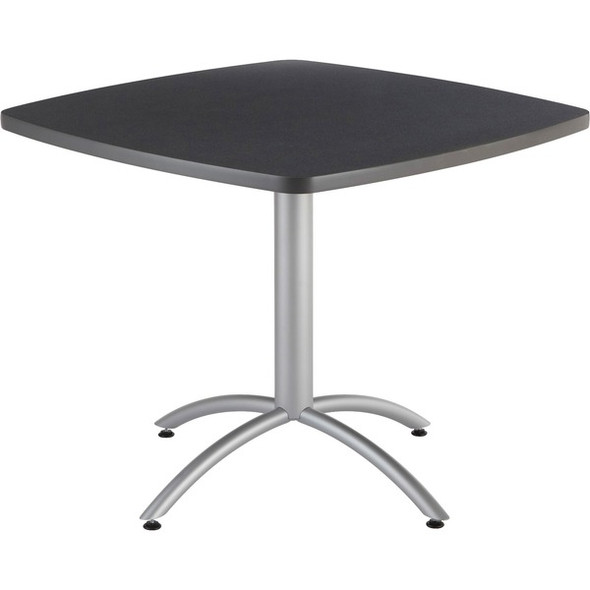 Iceberg CafeWorks 36" Square Cafe Table - For - Table TopMelamine Square Top - Powder Coated Base x 1.13" Table Top Thickness - 30" Height x 36" Width x 36" Depth - Assembly Required - Graphite - 1 Each