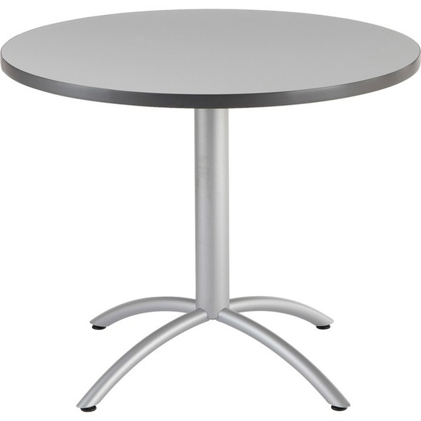 Iceberg CafeWorks 36" Round Cafe Table - For - Table TopMelamine Round Top - Powder Coated Base - Contemporary Style x 1.13" Table Top Thickness x 36" Table Top Diameter - 30" Height - Assembly Required - Gray - 1 Each