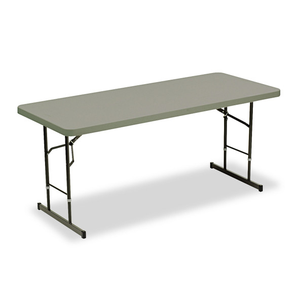 IndestrucTable Classic Adjustable-Height Folding Table, Rectangular, 72" x 30" x 25" to 35", Charcoal