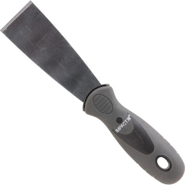 Impact Stiff Putty Knife - 1.50" Stainless Steel Blade - Polypropylene Handle - Rust Resistant, Heavy Duty, Ergonomic Handle, Solvent Proof, Chemical Resistant, Hanging Hole, Durable - Black, Silver