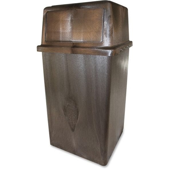 Vanguard 45-gallon In/Outdoor Receptacle - 45 gal Capacity - 42" Height x 21.8" Width x 21.8" Depth - Polyethylene, Structural Foam - Brown - 1 / Carton