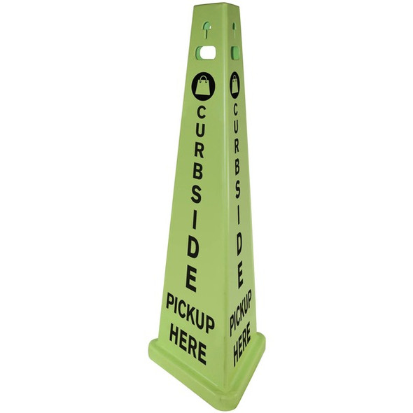 Impact TriVu 3-sided Curbside Pickup Safety Sign - 3 / Carton - Curbside Pickup Here Print/Message - 14.8" Width x 40" Height x 14.8" Depth - Cone Shape - Three-sided, UV Protected - Plastic - Fluorescent Yellow