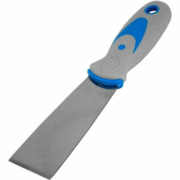 Impact Stiff Putty Knife - 1.50" Blade - Comfort Grip, Rust Resistant, Solvent Proof, Hanging Hole - Blue, Gray