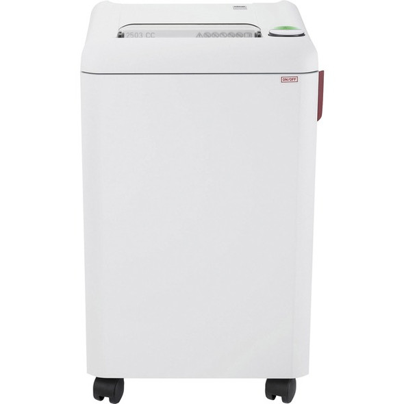 ideal. 2503 Cross-cut P-4 Shredder - Continuous Shredder - Cross Cut - 14 Per Pass - for shredding Staples, Paper, Paper Clip, Credit Card - 1.500" x 0.187" Shred Size - P-4 - 24 ft/min - 10.25" Throat - 20 gal Wastebin Capacity - 750 mW - White