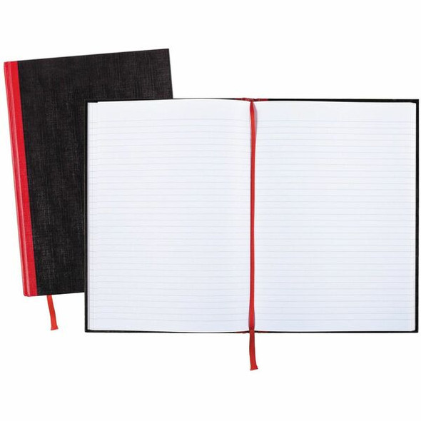 Black n' Red Casebound Ruled Notebooks - A4 - 96 Sheets - Sewn - 24 lb Basis Weight - A4 - 8 1/4" x 11 3/4" - White Paper - Red Binding - BlackHeavyweight Cover - Hard Cover, Ribbon Marker - 1 Each