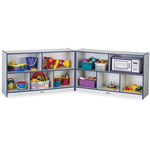 Jonti-Craft Rainbow Accents Fold-n-Lock Storage Shelf - 29.5" Height x 96" Width x 15" Depth - Lockable, Foldable - Navy - Hard Rubber - 1 Each