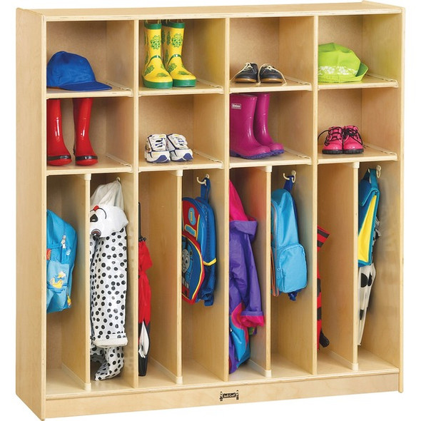 Jonti-Craft Neat-n-Trim Open Cubbie Storage Locker - 50.5" Height x 48" Width x 15" Depth - Double Hook, Stain Resistant, Non-yellowing, Sturdy, Light Duty - Wood Grain - Baltic Birch Plywood - 1 Each