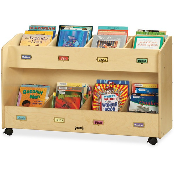 Jonti-Craft Mobile Section Book Storage Organizer - 8 Compartment(s) - 29.5" Height x 48" Width x 16" Depth - Label Holder, Lockable Casters, Rounded Corner, Durable, Yellowing Resistant - Baltic - Acrylic - 1 Each