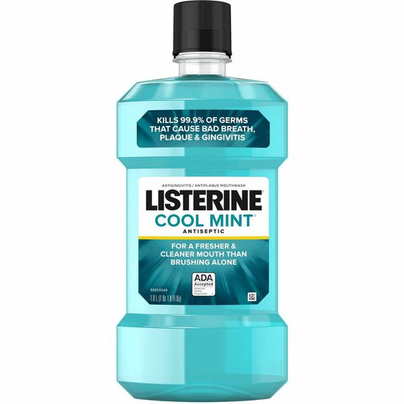 LISTERINE&reg; Cool Mint Antiseptic Mouthwash - For Bad Breath, Cleaning - Cool Mint - 1.06 quart - 1 / Each