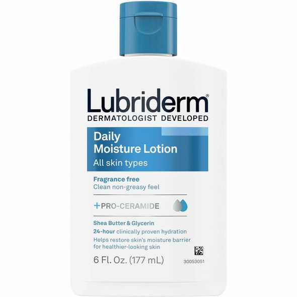 Lubriderm Daily Moisture Skin Lotion - Lotion - 6 fl oz - Non-fragrance - Flip Top Dispenser - For Dry Skin - Applicable on Hand and Body - Fragrance-free, Moisturising, Non-greasy - 1 Each