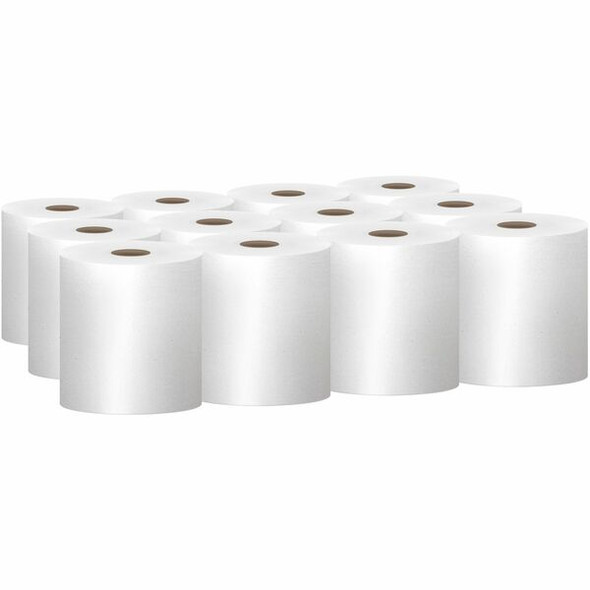 Scott Essential Universal Hard Roll Towels with Absorbency Pockets - 1 Ply - 8" x 800 ft - 7.87" Roll Diameter - White - Nonperforated, Absorbent, Non-chlorine Bleached - 12 / Carton