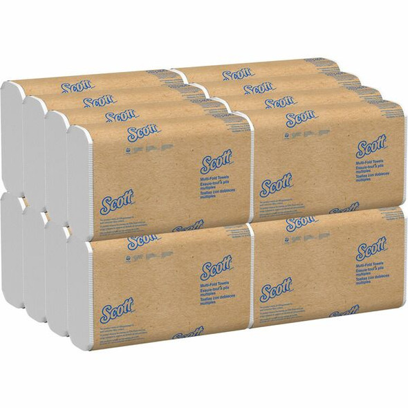 Scott Multifold Paper Towels with Absorbency Pockets - 9.20" x 9.40" - White - Recyclable, Absorbent - 250 Per Pack - 16 / Carton