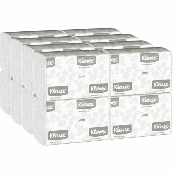 Kleenex Multi-Fold Paper Towels - 9.20" x 9.40" - White - Absorbent - 150 Per Pack - 16 / Carton