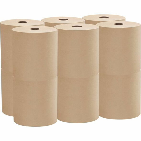 Scott 100% Recycled Fiber Hard Roll Paper Towels with Absorbency Pockets - 8" x 800 ft - Brown, Kraft - Paper - Absorbent, Nonperforated - 12 / Carton