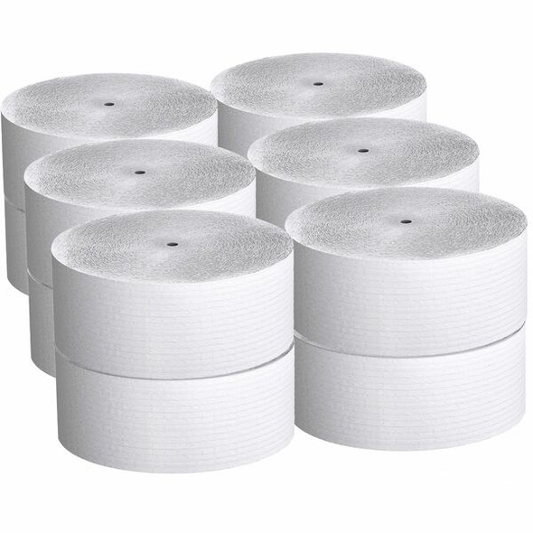 Scott Coreless High-Capacity Jumbo Roll Toilet Paper - 1 Ply - 3.78" x 2300 ft - 9" Roll Diameter - White - Fiber - Coreless, Non-chlorine Bleached - For Bathroom - 12 / Carton