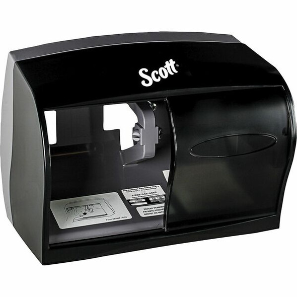 Scott Coreless Standard Roll Toilet Paper Dispenser - Coreless Dispenser - 2 x Roll - 7.6" Height x 11" Width x 6" Depth - ABS Plastic - Black - Durable, Microban Protection - 1 Each