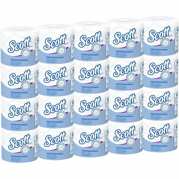 Scott Professional Standard Roll Toilet Paper with Elevated Design - 2 Ply - 4" x 4" - 550 Sheets/Roll - White - Individually Wrapped - 20 / Carton