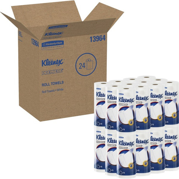 Kleenex Premier Kitchen Paper Towels - 1 Ply - 10.40" x 11" - 70 Sheets/Roll - White - Strong, Tear Resistant, Absorbent, Durable, Perforated - For Kitchen, Home, Business - 24 / Carton