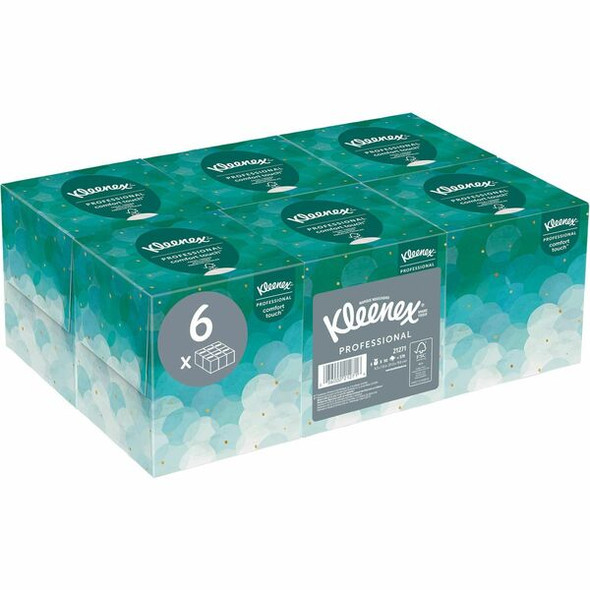 Kleenex Professional Facial Tissue Cube for Business - 2 Ply - White - Paper - Soft, Strong - 90 Per Box - 6 / Pack