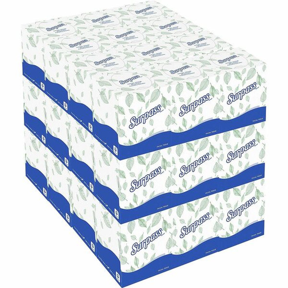 Surpass Facial Tissue Cube for Business - 2 Ply - 8.30" x 7.80" - White - Fiber - Soft - 90 Per Box - 36 / Carton