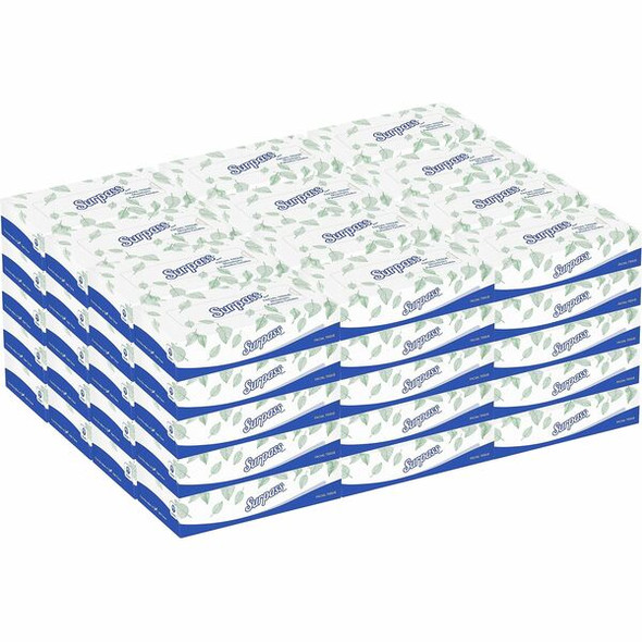 Surpass Flat Box Facial Tissue for Business - 2 Ply - 8" x 8.30" - White - Soft, Strong - For Face - 125 Per Box - 60 / Carton