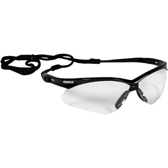Kleenguard V30 Nemesis Safety Eyewear with KleenVision&trade; - Universal Size - Ultraviolet Protection - Clear Lens - Black Frame - Wraparound Frame, Anti-fog, Lightweight, Slip Resistant, Neck Cord - 1 Each