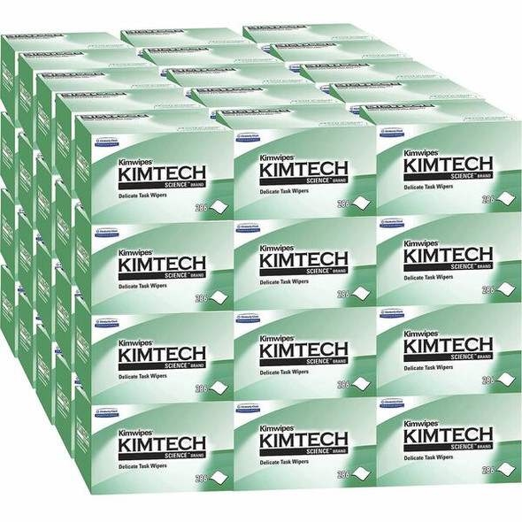 KIMTECH Science Kimwipes Delicate Task Wipers - 1 Ply - 4.39" x 8.20" - White - Light Duty, Anti-static, Low Linting - 286 Per Box - 60 / Carton