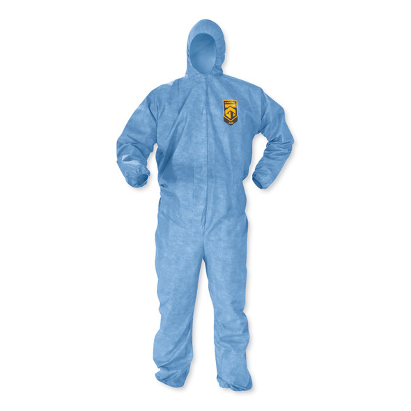 A60 Elastic-Cuff, Ankles and Back Hooded Coveralls, 3X Large, Blue, 20/Carton