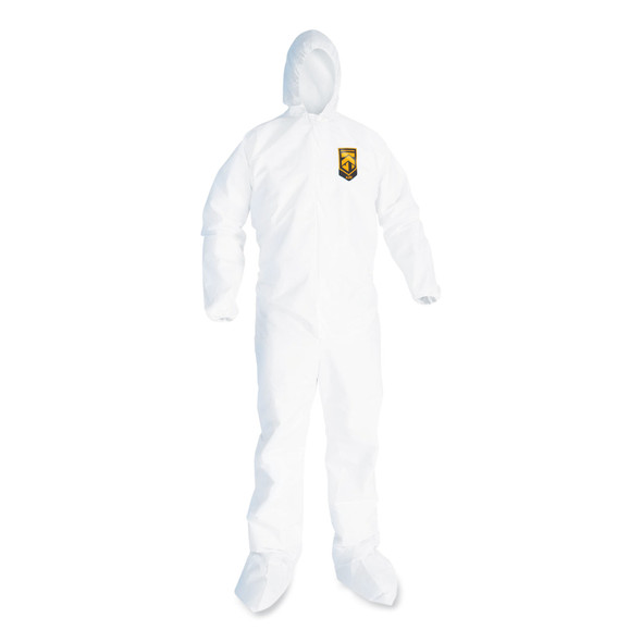 A20 Breathable Particle Protection Coveralls, Elastic Back, Hood and Boots, Large, White, 24/Carton