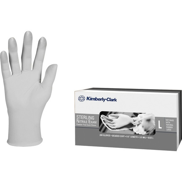 Kimberly-Clark Professional Sterling Nitrile Exam Gloves - Large Size - For Right/Left Hand - Light Gray - Latex-free, Textured Fingertip, Non-sterile - For Laboratory Application, Chemotherapy, Industrial - 200 / Box - 9.50" Glove Length